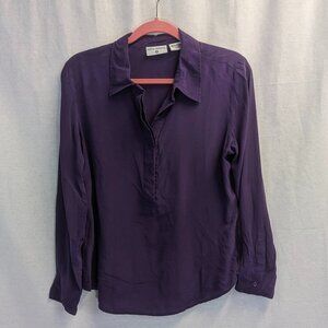 Kathy Ireland Size Large Purple 100% Silk Blouse